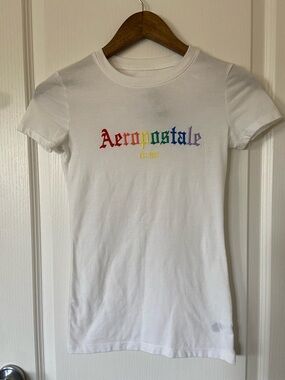 White Rainbow Writing Aeropostale T-Shirt